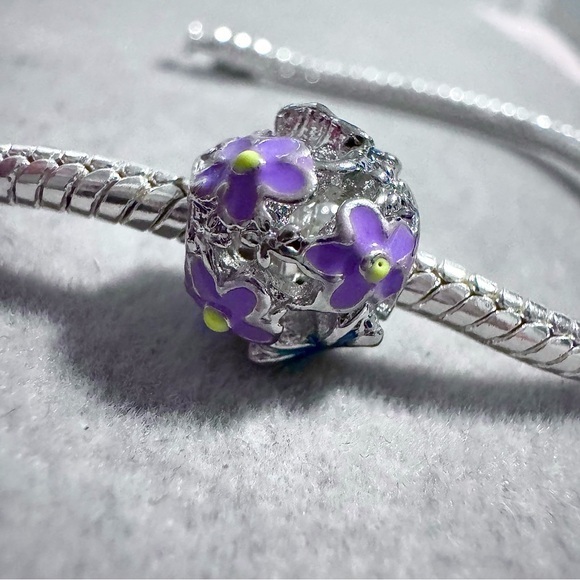 Purple Flower Bead Charm fits PANDORA - Picture 11 of 12